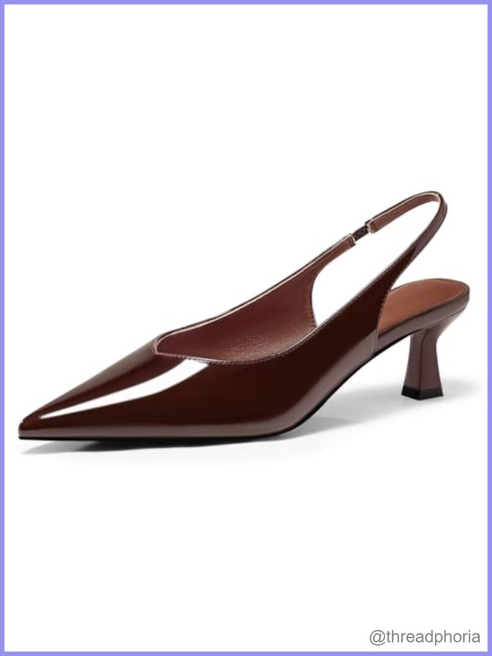 Womens Slingback Kitten Heels Pointed Toe Pump Faux Leather Low Heel Dress Work